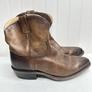 Frye Billy Short Boots Womens 9B Brown Leather Ankle Western Pull On Cowboy